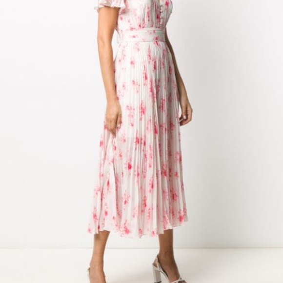Self Portrait Pleated Floral Print Midi Dress-- US Size 2 NWT